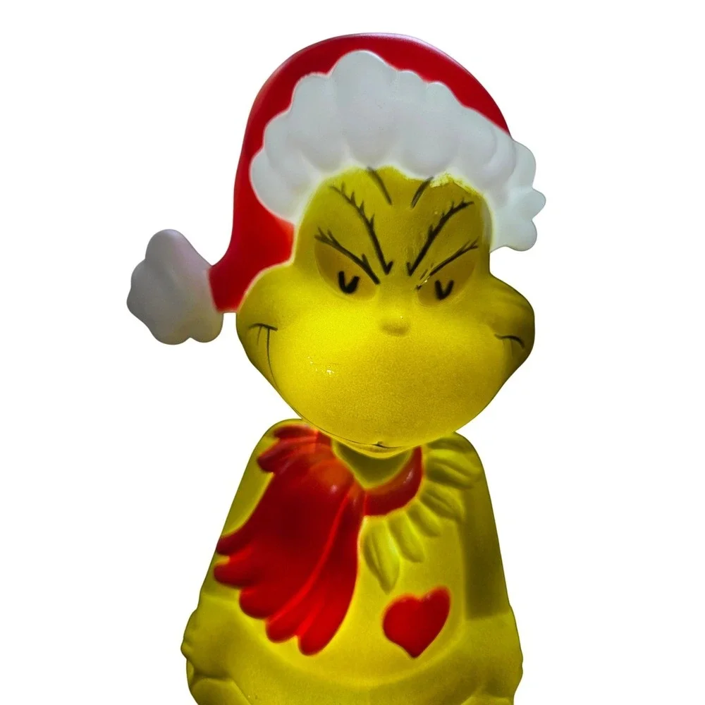 Grinch Christmas Blow Mold 14 inch Light Up Decor Holiday Decoration Heart Scarf